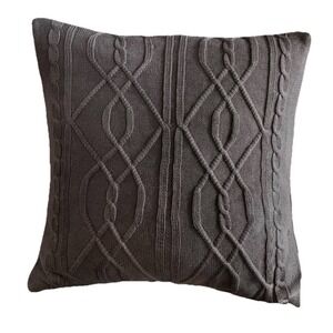 Signature Madison Park Cozy Gray Chunky Sweater Knit Pillow Sham Cover 24x24